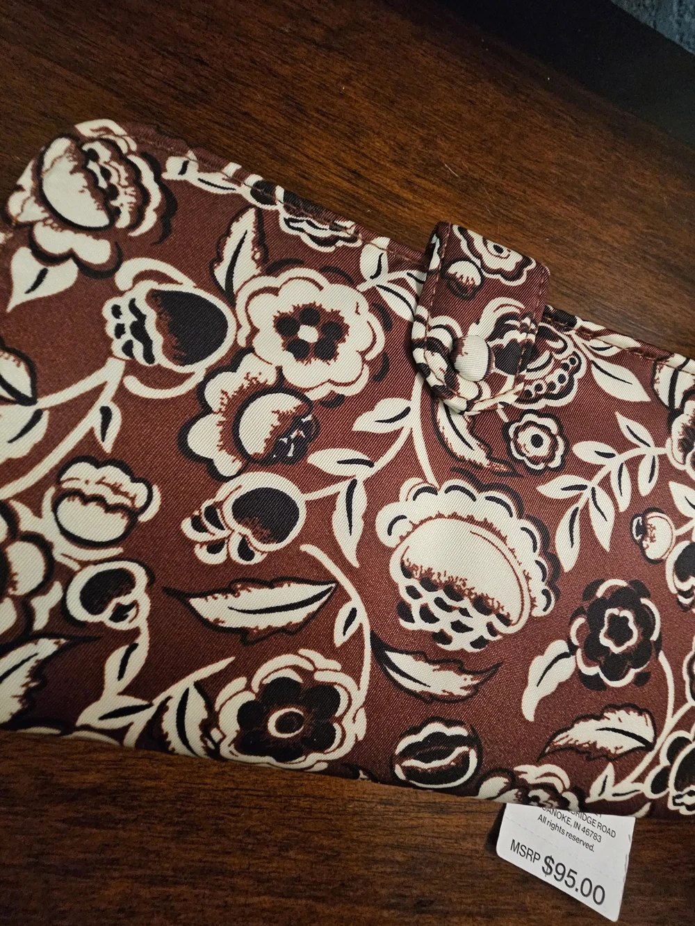 Vera Bradley Cinnamon and Cream Floral Wristlet Wallet - Picture 2 of 7